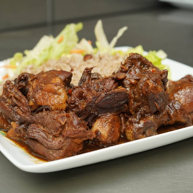 Brown Stew Chicken Dinner.
