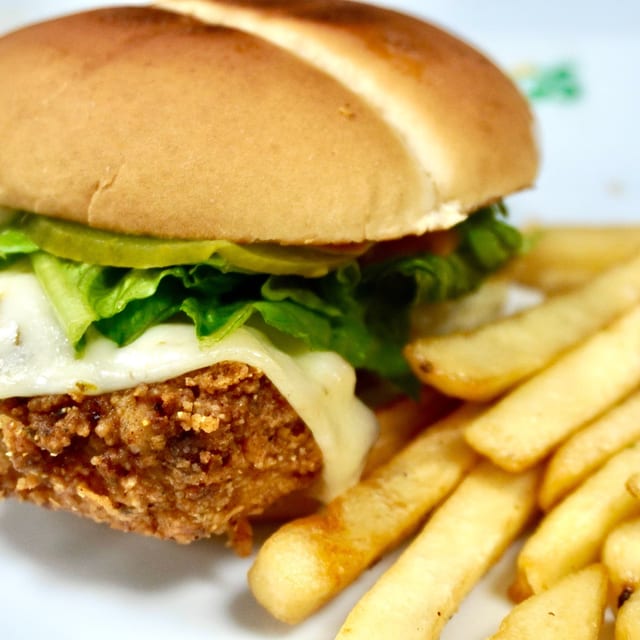 Chicken Sandwich & French Fries.