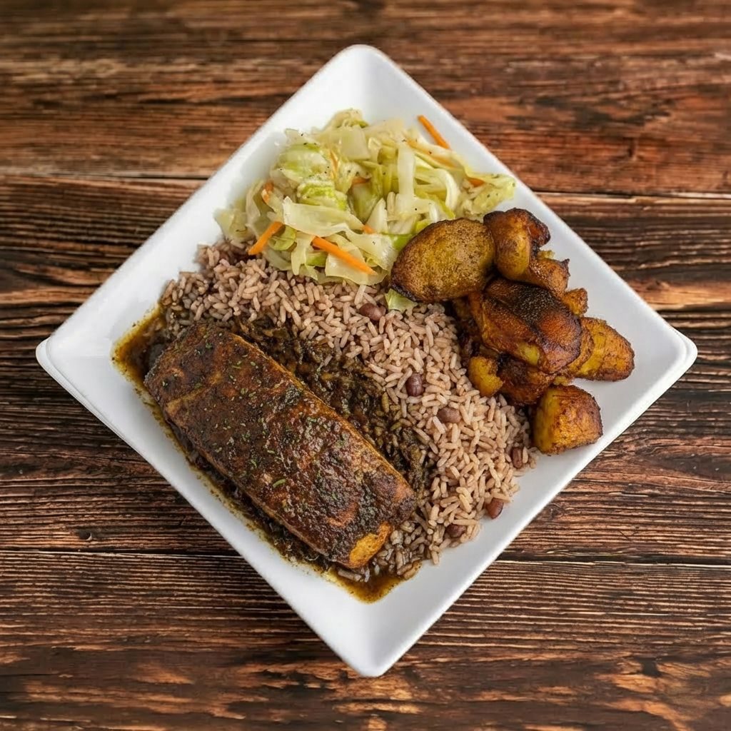 Jerk Salmon Dinner.