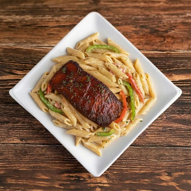 Jerk Salmon Pasta.