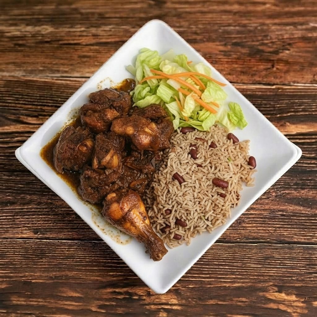 Brown Stew Chicken Lunch.
